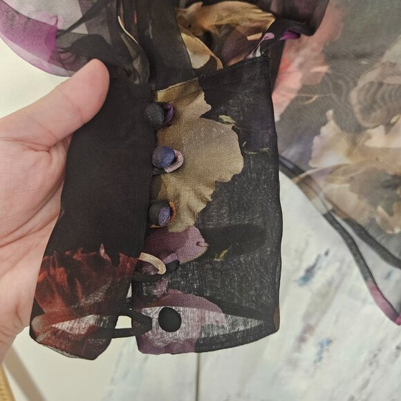 NWT Equipment Femme Boleyn Sheer Silk Floral Blouse Size XS $300 - Picture 4 of 10